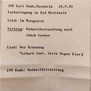 Karl Bumb - Endzeitbetrachtung Nach Jakob Lorber mp3 album
