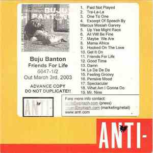Buju Banton - Friends For Life mp3 album